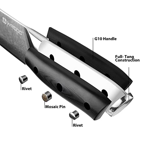 Wrooc [New] Razor Sharp Chef Knife, 67 Layers Damascus, 8 Inch Kitchen Knives With Military Grade G10 Handle, Japanese Steel Super Sharp, Superb Edge Retention, Stain & Corrosion Resistant #TOP7