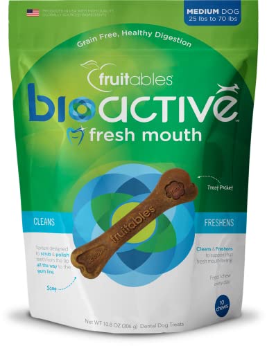 Fruitables Bioactive Dental Chews | Gluten And Grain-Free Dental Treat | Superfood Formulated | Medium Dogs | 10 Count #TOP19