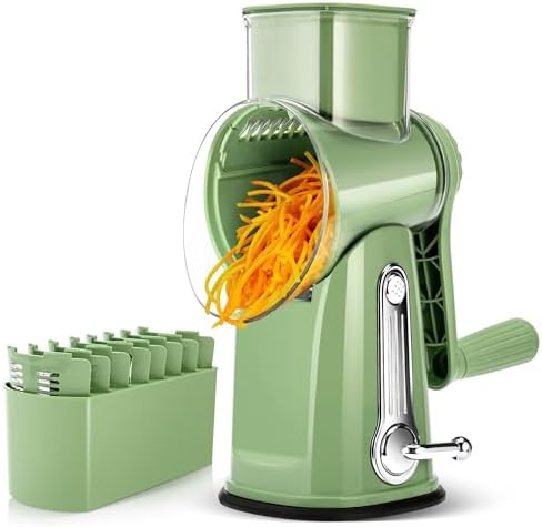 SUSTEAS Rotary Cheese Grater with Handle - Vegetable Shredder wit...