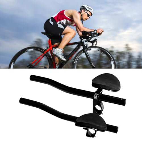 Bike Aero Bar, Bicycle Bike Armrest Handlebars Aluminum Alloy Armrest Bar for Road Bike Bicycle Racing TT Handlebar Clip on Relaxation Handle Triathlon Handkebars