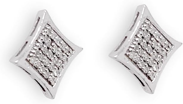 Glitz Design Pave Square Stud Earrings 7.25mm Gold Finish Cz