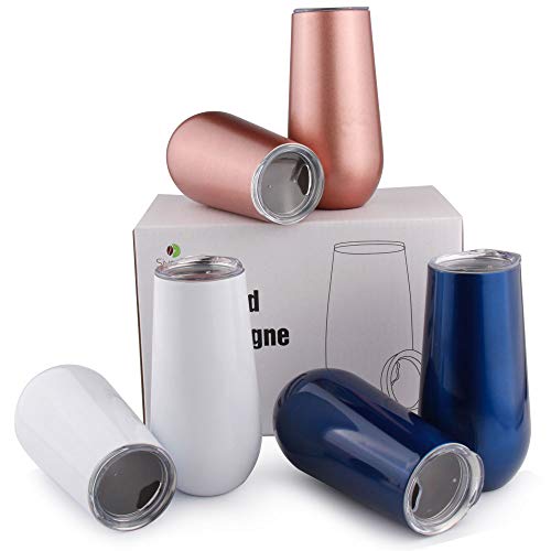 Juego de copas de champán irrompibles de acero inoxidable, 6 onzas Cover
