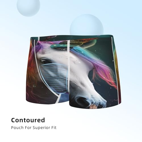 Boys' Cotton Boxer Brief Soft Underwear-Colorful Haired White Horse4