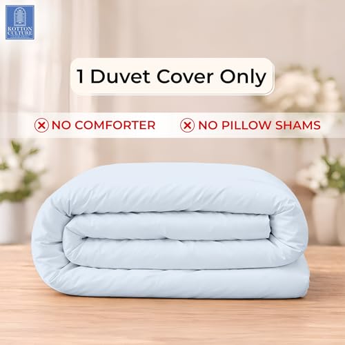 Kotton Culture 1 Pc Twin XL/Twin Duvet Cover Only-100% Egyptian Cotton 600 Thread Count Ultra Soft Premium Durable Comforter Cover Zipper Closure & Corner Ties - (Sky Blue, 68" X 90") by Kotton Culture - Image 2