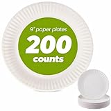 Concession Essentials 9 Inch Paper Plate Uncoated Plates White, 200ct