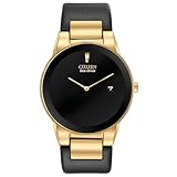 Citizen Men's Eco-Drive Modern Eco Axiom Watch, Black Leather Strap, Black Dial, 2 Hand, Date (Model: AU1062-05E)
