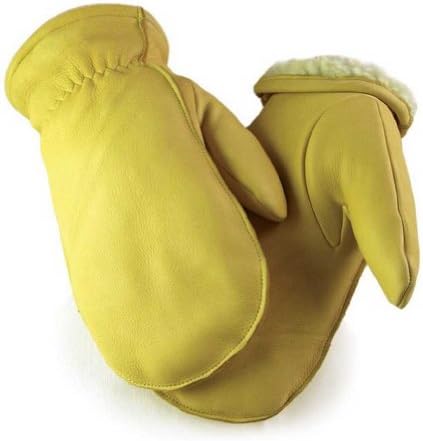 Northstar Unisex Full Grain Deerskin Sherpa Lined Mitten, Tan, Full Fingered 51T