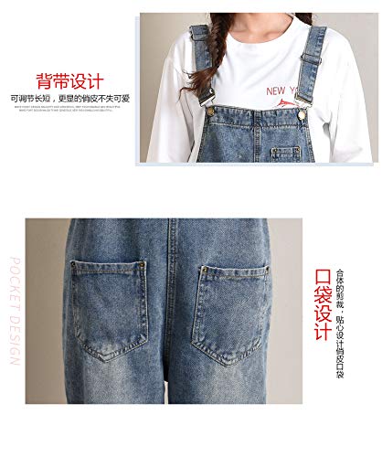 SOUGAO Macacão Jeans Feminino Calças de Suspensórios Jeans Soltos Tamanho Grande G