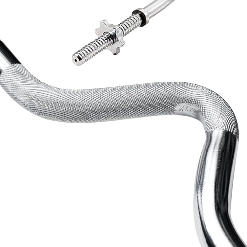 ATEK EZ Curl Bar - 4ft Standard Steel Weight Lifting Curling Chrome Barbell Bar with Spinlock Collars - for Exercise Gym Body Building Weightlifting Barbell Bar for Gym Fitness Training home - Image 4