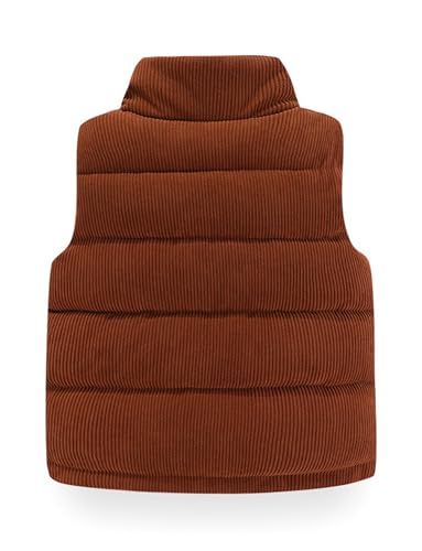 Happy Cherry Corduroy Vest for Toddler Baby Winter Warm Zip Up Sleeveless Jacket with Button Stand Collar Waistcoat 1-8Y2