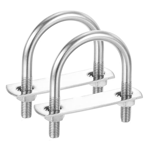 Image of PATIKIL Round U-Bolts, 2 Pcs 1.65 inch(42mm) Inner Width 69mm Length M8 with Nut Plate Washer 304 Stainless Steel Round Bend U-Bolts for Boat Trailer Axle Sailboat