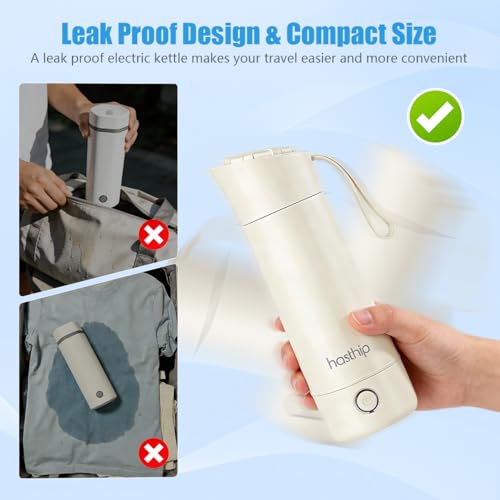 Image of HASTHIP Electric Kettle 400ml Water Heater Portable Water Kettle Electric for Travel 304 Stainless Steel Liner Hot Water Kettle for Tea, Milk, Coffee & More, LED Indicator & Steam Release System