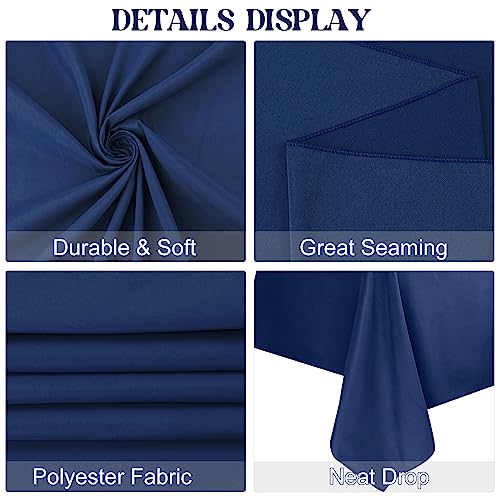 Image of 4 Pack Rectangle Tablecloth for 6 Foot Tables Washable Polyester Table Cover for Wedding Dining Table Parties Banquet(70x120 Navy Blue)