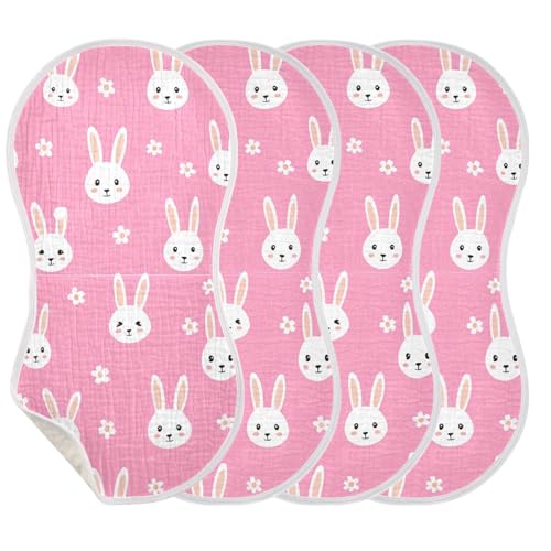 MCHIVER Easter Bunny Daisies Blush Baby Burp Cloths Cotton Washcloths Super Soft Absorbent Burping Rags for Baby Girls Boy Newborn Towel 1 Pack3