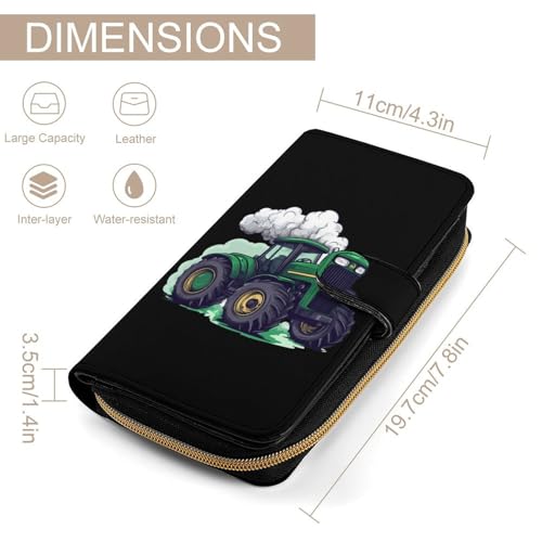 Tractor Green Womens PU Leather Wallet Long Purse Clutch Organizer for Office Travel2