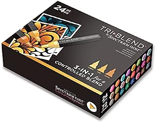 Spectrum Noir Triblend Alcohol Markers Unique 3-in-1 Blendable Effect-24 Coloured Pen Kit Shades, Deep Blends, One Size