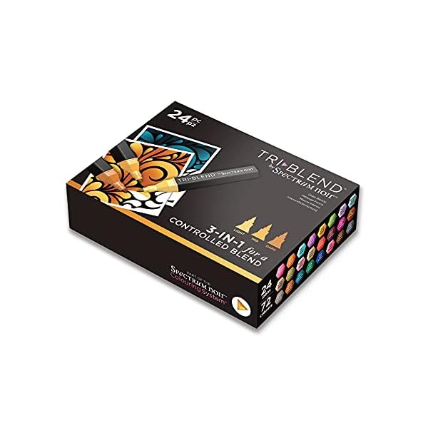 Spectrum Noir Triblend Alkohol-Marker, einzigartiger 3-in-1-Effekt, 24 farbige Stifte, Farbtöne, tiefe Mischungen…