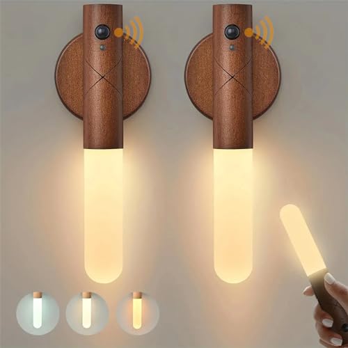 Luces de pared magnéticas para pasillo y escaleras Apliques de madera con sensor