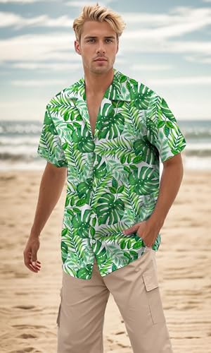 Image of Cromoncent Matching Hawaiian Outfits for Family, Dad and Son Matching Luau Beach Tropical Shirts Mommy Daughter Tropical Sets
