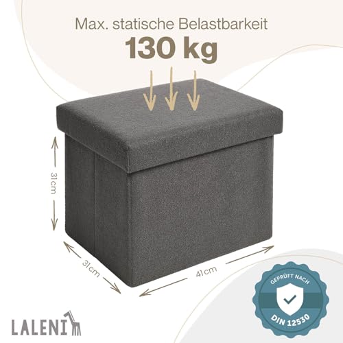 Laleni Sitzbank mit Stauraum Sitzwürfel Polsterhocker 41x31 cm Anthrazit – Ansicht 3