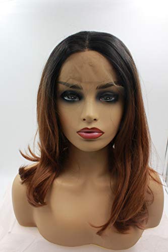 New bob 16 inches Ombre 1B 30 brown straight Heat Resistant Hair cosplay Wigs Lace Front wig for women