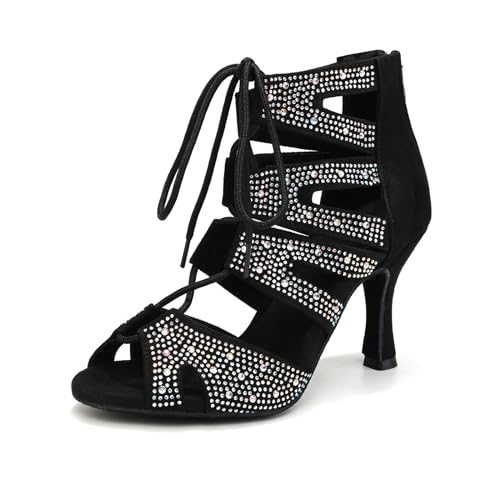 Bottes de danse latine YCL570 à bout ouvert et petit talon stable