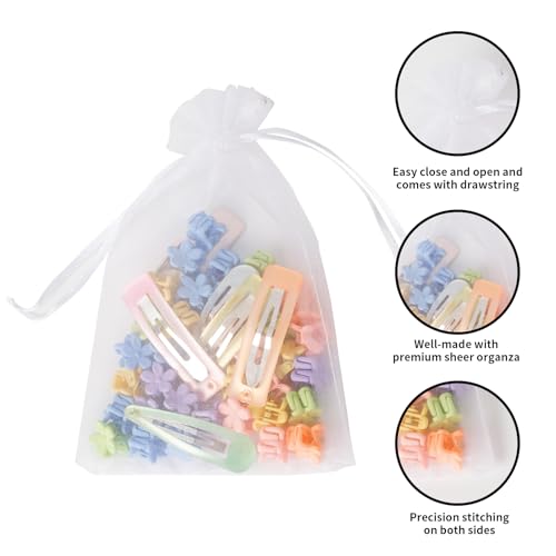 Image of 100PCS White Organza Bags, 4x6 Inch Small Mesh Bags Drawstring, Jewelry Gift Bags for Easter, Party, Festival, Bathroom Soaps, Makeup