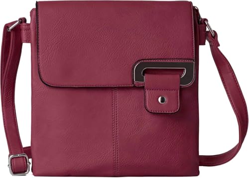 Woodland Leathers Women's Cross Body Shoulder Messenger Bag, Multiple Slip and Zip Pockets Handbag with Storage Pocket (Burgundy)