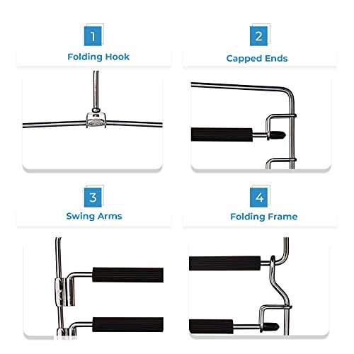 Ustech Metal Space Saving Hangers For Closet Organization | Heavy Duty Foam Padding, Non-Slip & Removable Trouser Bar For Convenient Functionality | Folding Mechanism For Easy Storage | Pack Of 1 #TOP2