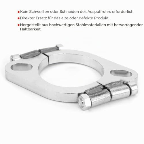Qiilu Auspuffflansch 2,5 Zoll 63 mm Stahl Auspuffflansch Auspuffdichtung Flach Oval Split Klemmflansch-Kit Reparatur Ersatzteil