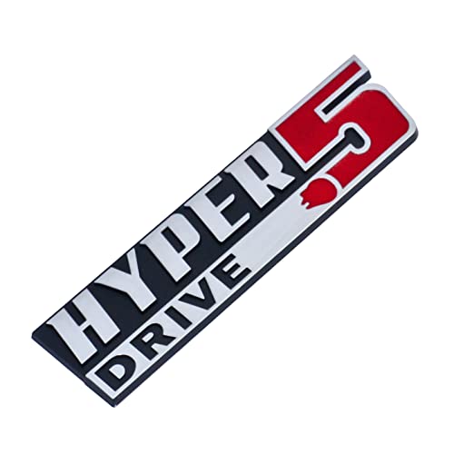 Image of Pair Set Hyper Drive Emblem 3D Badge Nameplate Sticker Replacement for Universal Vehicle,Truck,RV,SUV,Door Decoration (Silver Red)