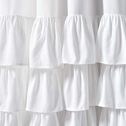 Lush Decor, White Allison Ruffle Curtains Window Panel Set for Living, Dining Room, Bedroom (Pair), 63" x 40" (16T004560) by Lush Decor - Used condition - Image 4