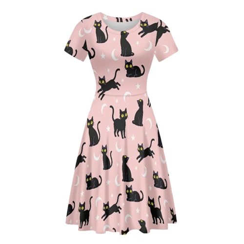 Image of AFPANQZ Womens Casual Summer Lightweight Vintage Dress Short Sleeve Midi Dress Knee-Long Luxury Formal Dress