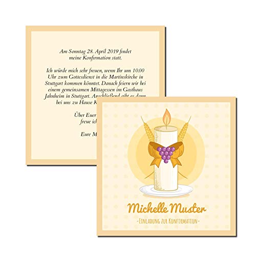 Tarjeta de invitación para confirmación, vela