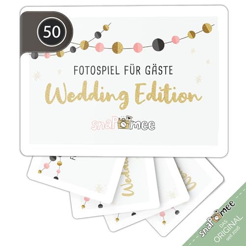 Fotospiel Hochzeit - Das Original von snaPmee - 50+4 Fotoaufgaben - Hochzeitsspiel für Gäste & Brautpaar (Gold)