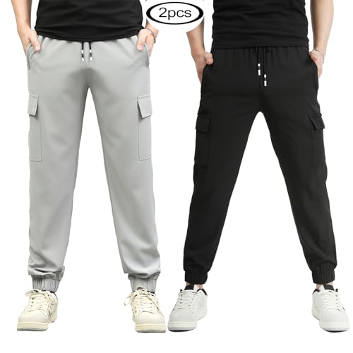 Image of Boys Cargo Joggers Pants Outdoor Youth Quick Dry Hiking Pants Lightweight Athletic Pants with Zipper Pockets