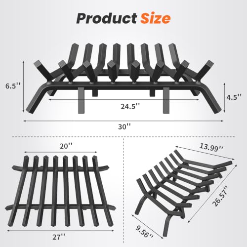 Fireplace Grate 30 inch with 8 Support Legs and Fire Log Tongs by TOPIRON - Used condition - Image 2