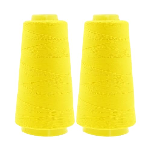 Image of Mandala Crafts Yellow Thread Cones for Machine and Hand Quilting - 2400 Yds 50 WT Multiple Purpose Mercerized 100% Cotton Threads for Sewing Machine Serger Embroidery