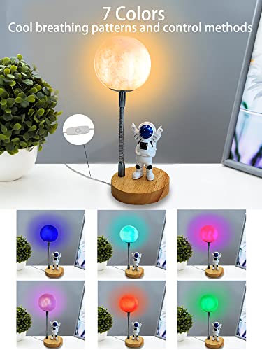 Moon Table Lamp For Kids,Space Buddy Light With 7 Color Astronaut Night Light,Usb Powered And Button Control 3D Moon Light,Perfect For Bedroom,Nursery And Space-Themed Parties, Ideal Birthday Gift #TOP3