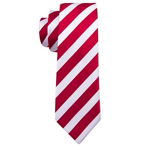 Image of Barry.Wang Tie Sets for Men Silk Stripe Necktie Woven Checkered Handkerchief Cufflinks Formal Business Wedding