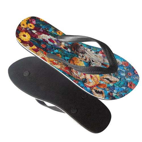 Women Pig Cat Bunny Print Flip Flop Sandal, American Flag Lightweight Thong Sandals Comfort Summer Beach Slippers4