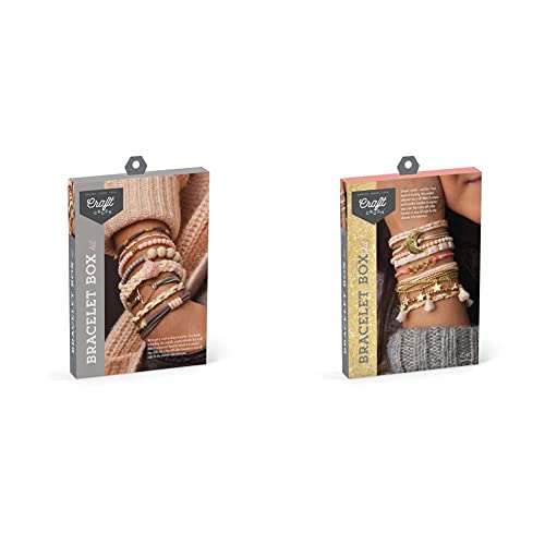 Craft Crush Bracelet Box: Blush - Makes 8 Beautiful Bracelets - Ages 13+ & — Bracelet Box: Gold — Jewelry Craft Kit — Makes 8 Amazing Bracelets — for Ages 13+