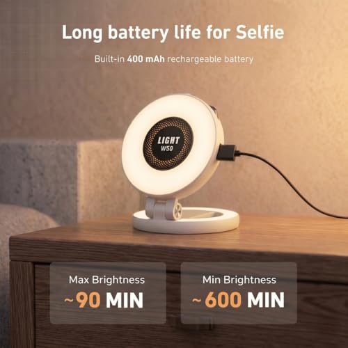 Image of Magnetic Selfie Ring Light W50 | LED Selfie Light Compatible with Magsafe | LED Selfie Ring Light Included Sticky Ring for Selfies /Photography /Video Conference /Zoom Calls Color White