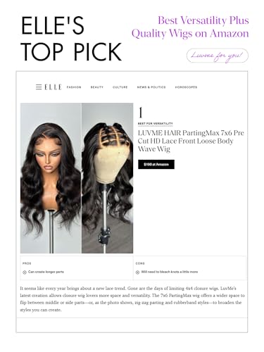 luvme hair all-day comfort real glueless 7x6 hd lace wig 200 density partingmax lace wigs loose body wave lace front wigs human hair pre cut plucked lace frontal 18 inches natural black color