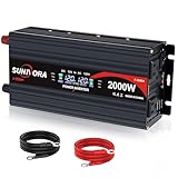 2000 Watt Power Inverter 12V DC to 110V/120V AC Converter 4000W Peak with LCD Display, 3 AC Outlets & 2 USB Ports Power Inverters for Vehicles Car Truck Boat RV Camping Solar System EPS