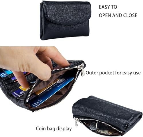 Unisex Leather Wallet, 5.3In Short Genuine Leather Coin Card Holder with Money Clip for Coins and Cards, Small Compact Bifold Pocket Purse Multicolor, for Men & Wome (Contrast Red)4
