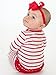 RuffleButts Red & White Stripe One Piece Footie Pajamas, Modal Blend - 3-6m