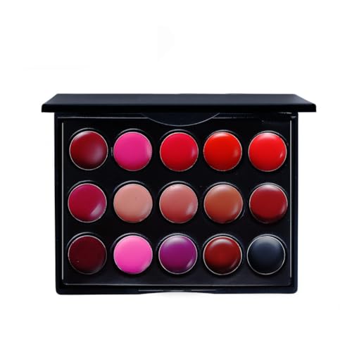 YIXANNX Paleta de pintalabios de 15 colores, placa brillo labios, juego maquillaje barra labios, Cosméticos
