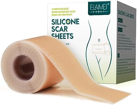 Silicone Scar Sheets (1.6โ x 120โ Roll-3M), Silicone Scar Tape Roll, Scar Silicone Strips, Reusable, Professional Scar Removal Sheets for C-Section, Surgery, Burn, Keloid, Acne et