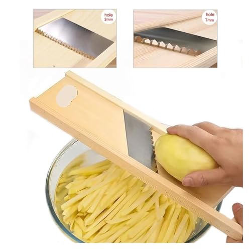 Cortador manual de verduras acero inoxidable mango madera miniatura 2